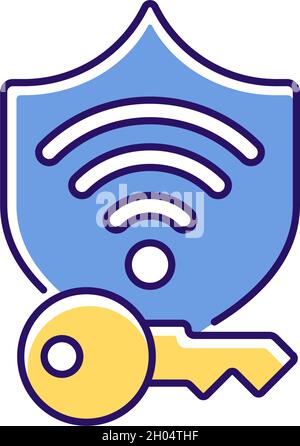 Protected wifi password RGB color icon Stock Vector