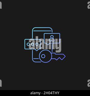 Social media password gradient vector icon for dark theme Stock Vector