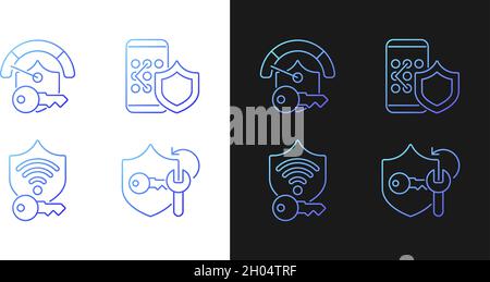 System password gradient icons set for dark and light mode Stock Vector