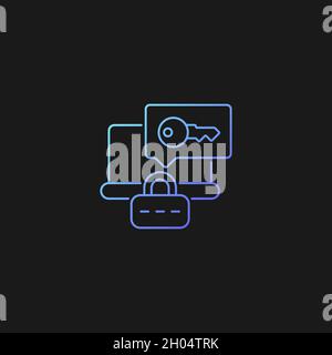 Laptop password requirement gradient vector icon for dark theme Stock Vector