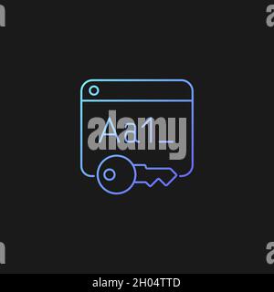 Letter and number password gradient vector icon for dark theme Stock Vector