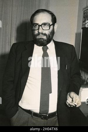 File photo : Italian writer Umberto Eco at home in Milan, Italy on March 6,  2014. Eco, best known for his novel The Name of the Rose, has died aged 84.  His