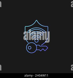 Protected wifi password gradient vector icon for dark theme Stock Vector