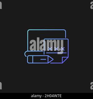Using memo to remember password gradient vector icon for dark theme Stock Vector