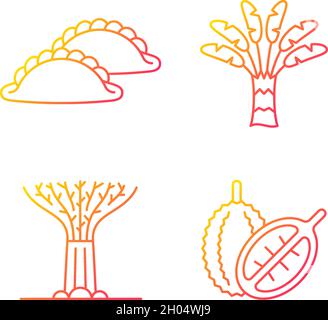 Plants in Singapore gradient linear vector icons set Stock Vector