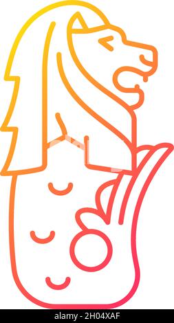 Merlion statue, Singapore icon, outline style Stock Vector Image & Art ...