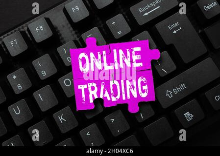 Text sign showing Online Trading. Business showcase Buying and selling assets via a brokerage internet platform Typing Business Agreement Letter Stock Photo