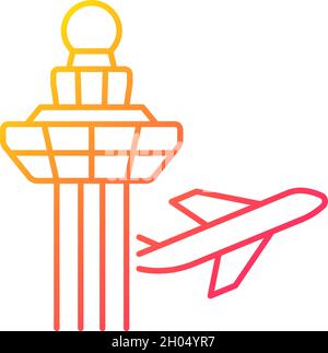 Changi airport control tower gradient linear vector icon Stock Vector