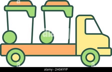 Container delivery vehicle RGB color icon Stock Vector