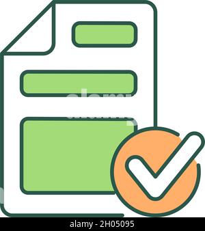 Electronic contract RGB color icon Stock Vector