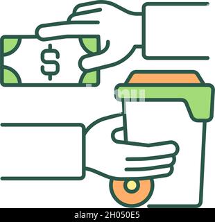 Garbage bin purchasing RGB color icon Stock Vector