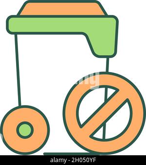 Garbage container prohibition RGB color icon Stock Vector