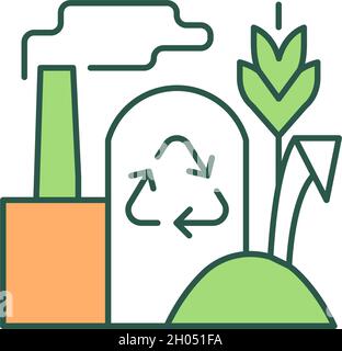 Recycling plant RGB color icon Stock Vector