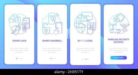Home automation blue gradient onboarding mobile app page screen Stock Vector