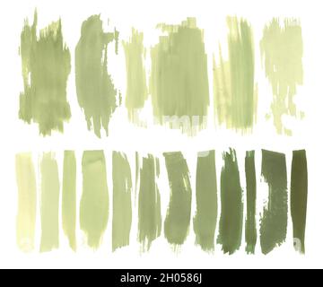 Color Smear the Paint. Water Brushstrokes Border. Vector Traced Stripes. Dirty Smear the Paint. Green Lines Elements. Stock Vector