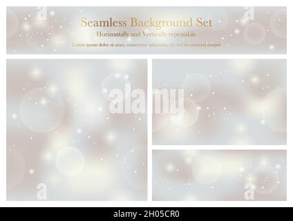 Set Of Seamless Abstract Backgrounds With Lights And Halos. Vector Illustration Isolated On A White Background. Horizontally And Vertically Repeatable Stock Vector
