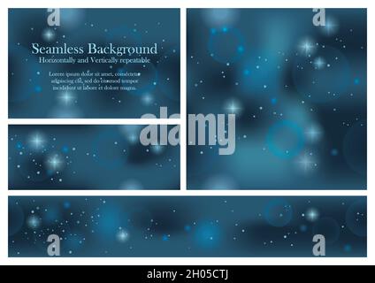 Set Of Seamless Abstract Backgrounds With Lights And Halos. Vector Illustration Isolated On A White Background. Horizontally And Vertically Repeatable Stock Vector