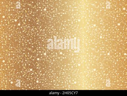 Seamless Gold Abstract Background With Snowflakes, Lights, And Halos. Vector Illustration. Horizontally And Vertically Repeatable. Stock Vector
