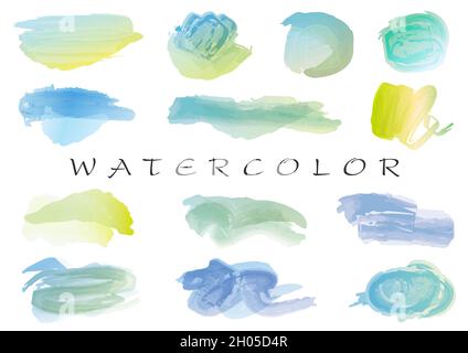 Set Of Watercolor Brush Stroke Swatches Or Backgrounds.  Vector Illustration Isolated On A White Background. Stock Vector