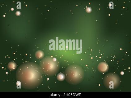 Abstract Bokeh On A Dark Green Background. Christmas And New Year Holidays Vector Background Illustration. Stock Vector