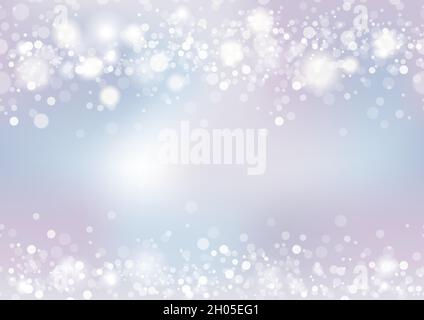 Pastel Blue Seamless Abstract Bokeh Background. Vector Illustration With Halos On A Defocused Image. Horizontally Repeatable. Stock Vector