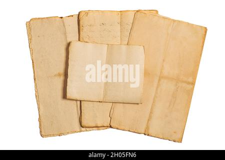 Stacked old sheets group isolated on white Stock Photo