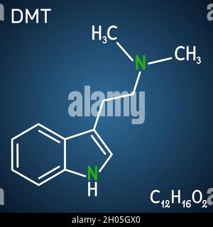 DMT Dimethyltryptamine Molecular structure vector skeletal formula ...