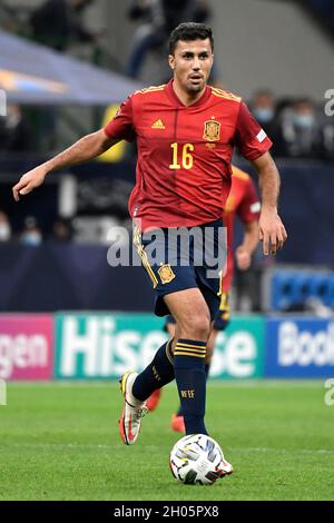 Milano, Italy. 10th Oct, 2021. Rodrigo Hernandez Cascante Rodri of Spain in action during the Uefa Nations League final match between Spain and France at San Siro stadium in Milano (Italy), October 10th, 2021. Photo Andrea Staccioli/Insidefoto Credit: insidefoto srl/Alamy Live News Stock Photo