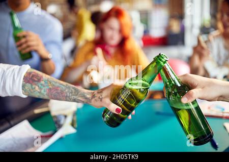 Group of colleagues casually bonding on the break Stock Photo