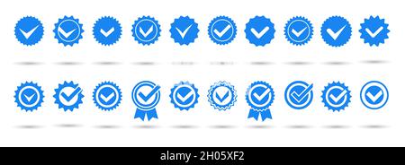 Blue verivication badges Stock Vector
