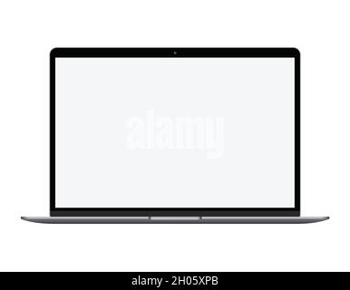 Modern new model macbook air space grey notebook, flat design laptop vector stock illustration Stock Vector