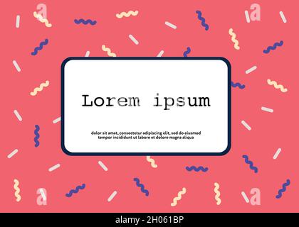 Greeting card. Vector illustration with copy space. Retro styled template with wavy confetti on red backdrop. Stock Vector