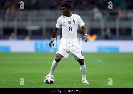 Aurelien Tchouameni of France  in action during the Uefa Nations League final match between Spain and France . Stock Photo