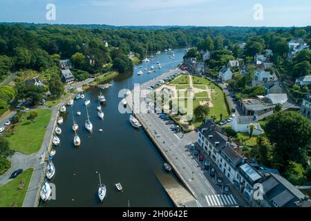 Aerial view of the marina of Pont Aven (Brittany, north western France) Stock Photo