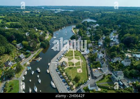 Aerial view of the marina of Pont Aven (Brittany, north western France) Stock Photo