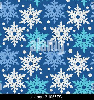 Vector seamless pattern with different colors snowflakes. Contrast design. Stock Vector