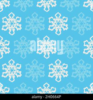 Vector seamless pattern with snowflakes. Design in cartoon style. Stock Vector