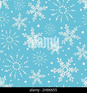 Vector seamless pattern with decorative snowflakes. Design with hand drawn snowflakes. Stock Vector