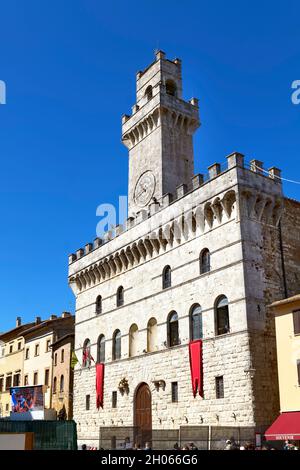 Montepulciano Tuscany Italy. Piazza Grande and the Town Hall Stock Photo