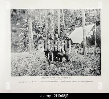 AFTER THE BATTLE OF COLD HARBOR, 1864. From Left Brigadier Gen. Francis C. Barlow, Major-Gen. Winfield S. Hancock, Major-Gen. David B. Birney, Brig.-Gen. John Gibbon from The American Civil War book and Grant album : 'art immortelles' : a portfolio of half-tone reproductions from rare and costly photographs designed to perpetuate the memory of General Ulysses S. Grant, depicting scenes and incidents in connection with the Civil War Published  in Boston and New York by W. H. Allen in 1894 Stock Photo