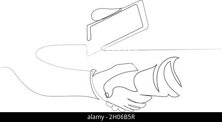 two businessmen shaking hands. Continuous one line drawing . Vector ...