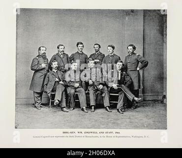 BRIG. GEN. WM. COGSWELL AND STAFF, 1864. from The American Civil War book and Grant album : 'art immortelles' : a portfolio of half-tone reproductions from rare and costly photographs designed to perpetuate the memory of General Ulysses S. Grant, depicting scenes and incidents in connection with the Civil War Published  in Boston and New York by W. H. Allen in 1894 Stock Photo