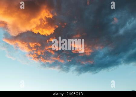 Beautiful sunset sky. Colorful sky with dramatic clouds Stock Photo