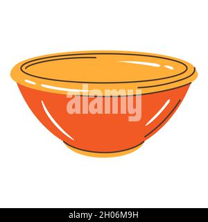 Illustration of cooking bowl. Stylized kitchen and restaurant utensil. Stock Vector