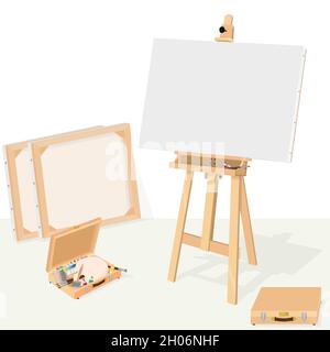 Art studio vector design with easel and painting kit Stock Vector