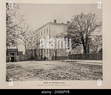 HOUSE OF JEFFERSON DAVIS, President of the Southern Confederacy, Richmond, Va. from The American Civil War book and Grant album : 'art immortelles' : a portfolio of half-tone reproductions from rare and costly photographs designed to perpetuate the memory of General Ulysses S. Grant, depicting scenes and incidents in connection with the Civil War Published  in Boston and New York by W. H. Allen in 1894 Stock Photo