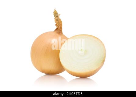 Fresh and juicy onions on white isolated background Stock Photo