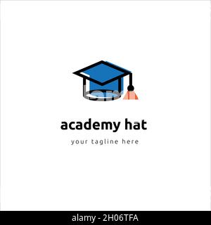 academy hat sign, Graduation hat cap line icon art for education apps and websites Stock Vector