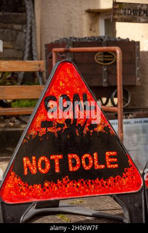 Coal not Dole sign outside the Old Wemyss Ways Heritage Centre, Fife, Scotland Stock Photo