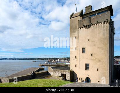 Broughty Castle looking towards Broughty Ferry, near Dundee, Scotland, UK